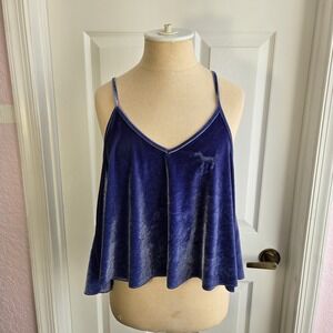 Pink Victoria's Secret Velour Flowing Cropped‎ Cami Tank Top Women's Size Medium
